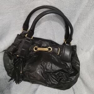 Juicy Couture Black Leather Shoulder Bag with Tassel